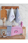 Fushia Kitten 6-Piece Embroidered 100% Cotton Kitchen Towel Set 40x60 cm 1