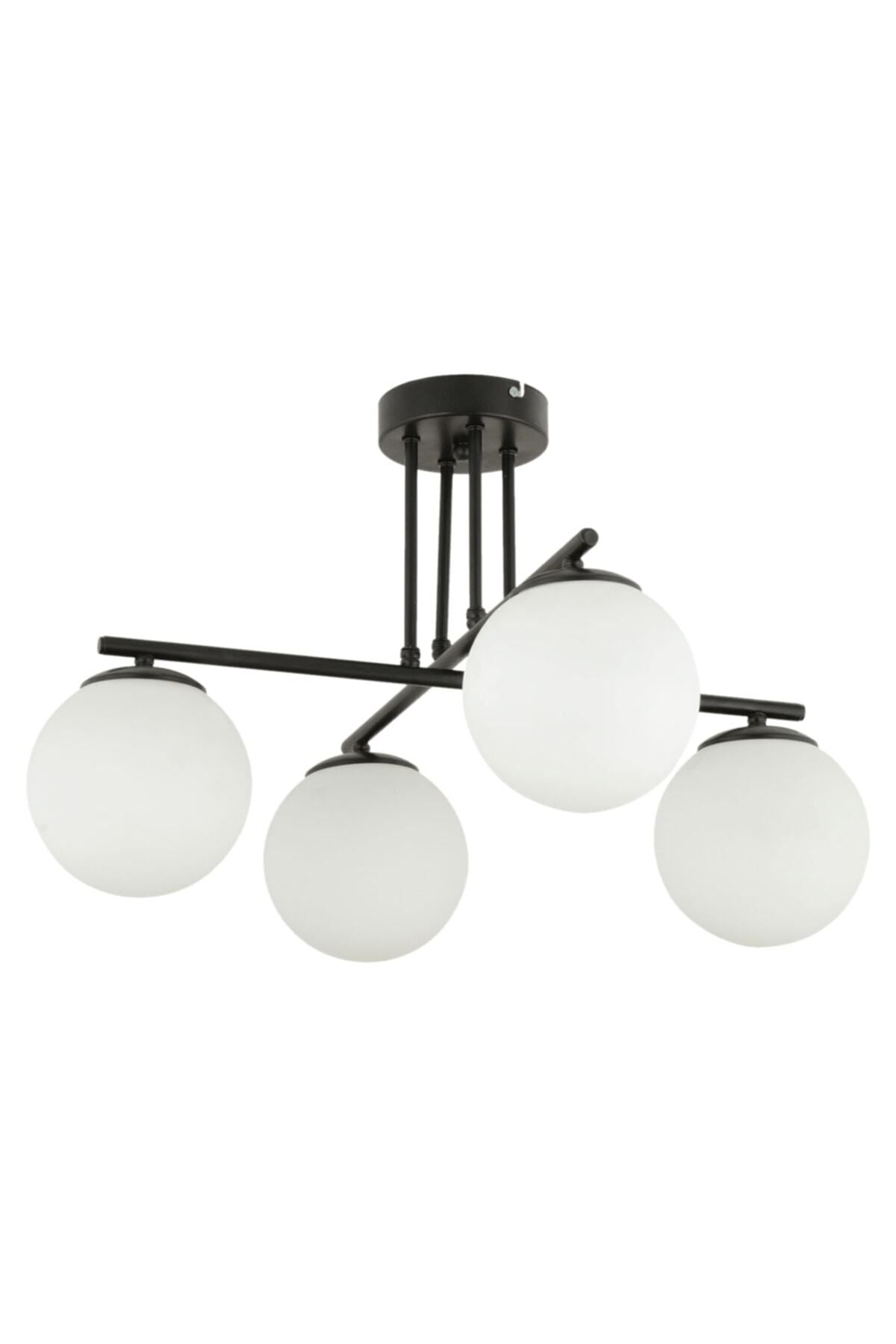 Apliqa Mali 4 Black Chandelier with White Glass Modern Youth Room Kitchen Bedroom Retro Living Room Chandelier 2