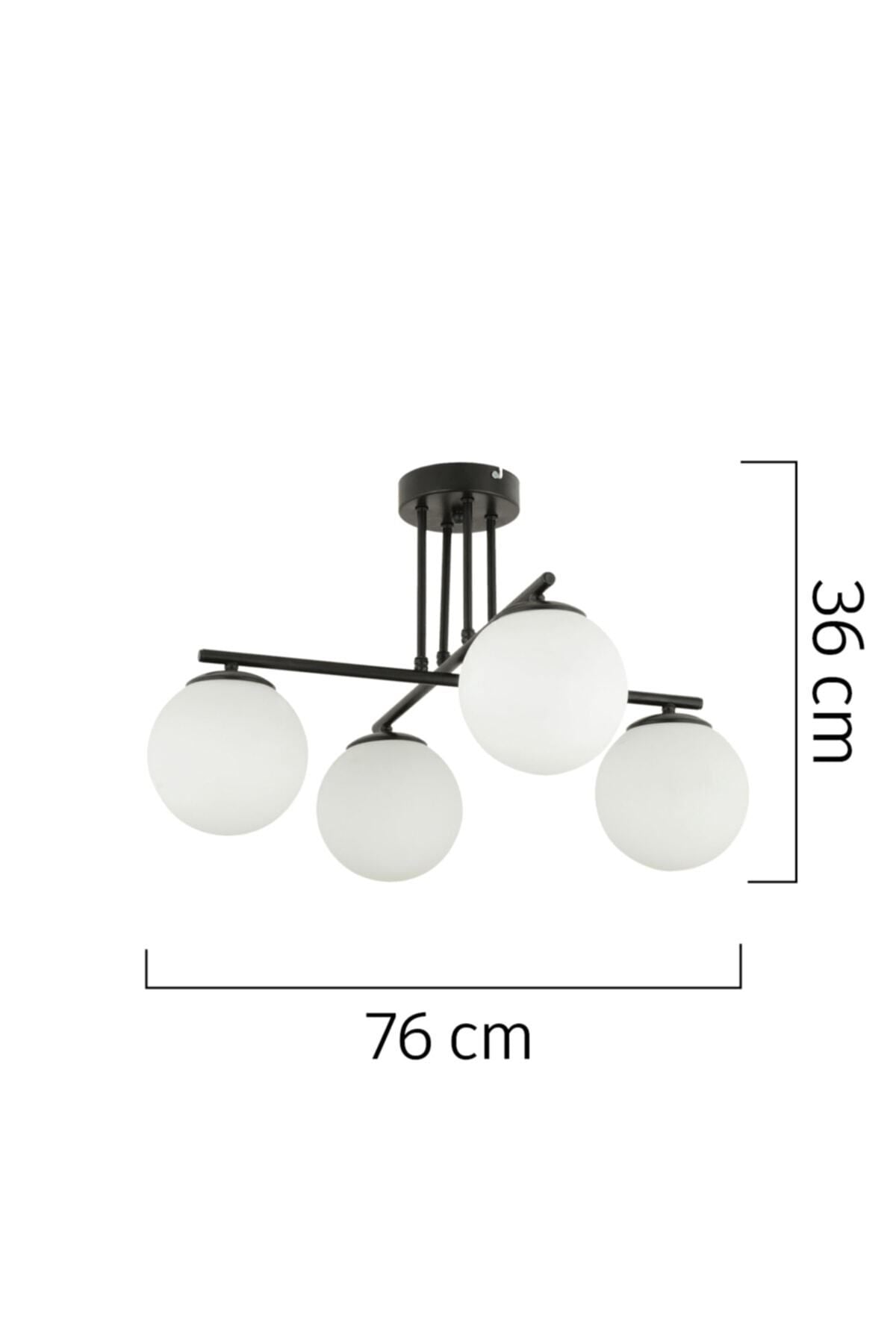 Apliqa Mali 4 Black Chandelier with White Glass Modern Youth Room Kitchen Bedroom Retro Living Room Chandelier 3