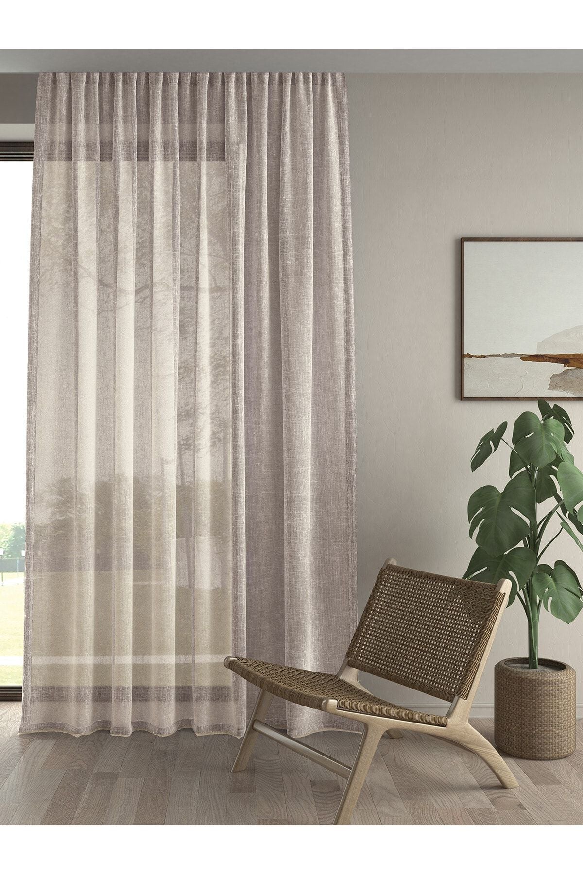 Demor Home Linen-Look Extra Gathered High-Quality Sheer Curtain 1