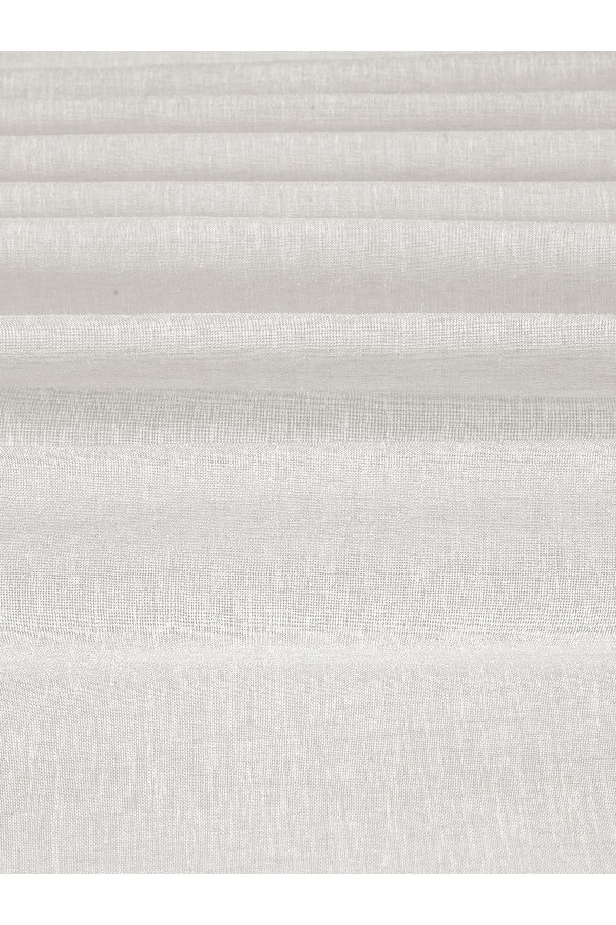 Demor Home Linen-Look Extrafor Gathered High-Quality Sheer Curtain in Ecru 2