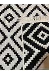 Stay With Love Double-Sided Rug Modern Pattern Washable Cotton Woven Rug Black White 1