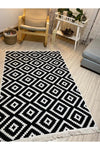 Stay With Love Double-Sided Rug Modern Pattern Washable Cotton Woven Rug Black White 2