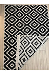 Stay With Love Double-Sided Rug Modern Pattern Washable Cotton Woven Rug Black White 4