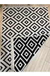 Stay With Love Double-Sided Rug Modern Pattern Washable Cotton Woven Rug Black White 5