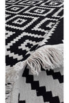 Stay With Love Double-Sided Rug Modern Pattern Washable Cotton Woven Rug Black White 6