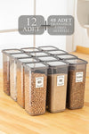 Meleni Home 12-Piece Pino Labeled Mega Spice Jar Set - Lidded Square Spice Container 12x1700 ml 1