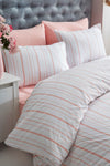 Ricco Lifes Striped Salmon Double Cotton Duvet Set 1