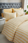 Ricco Lifes Striped Yellow Double Cotton Duvet Cover Set 1