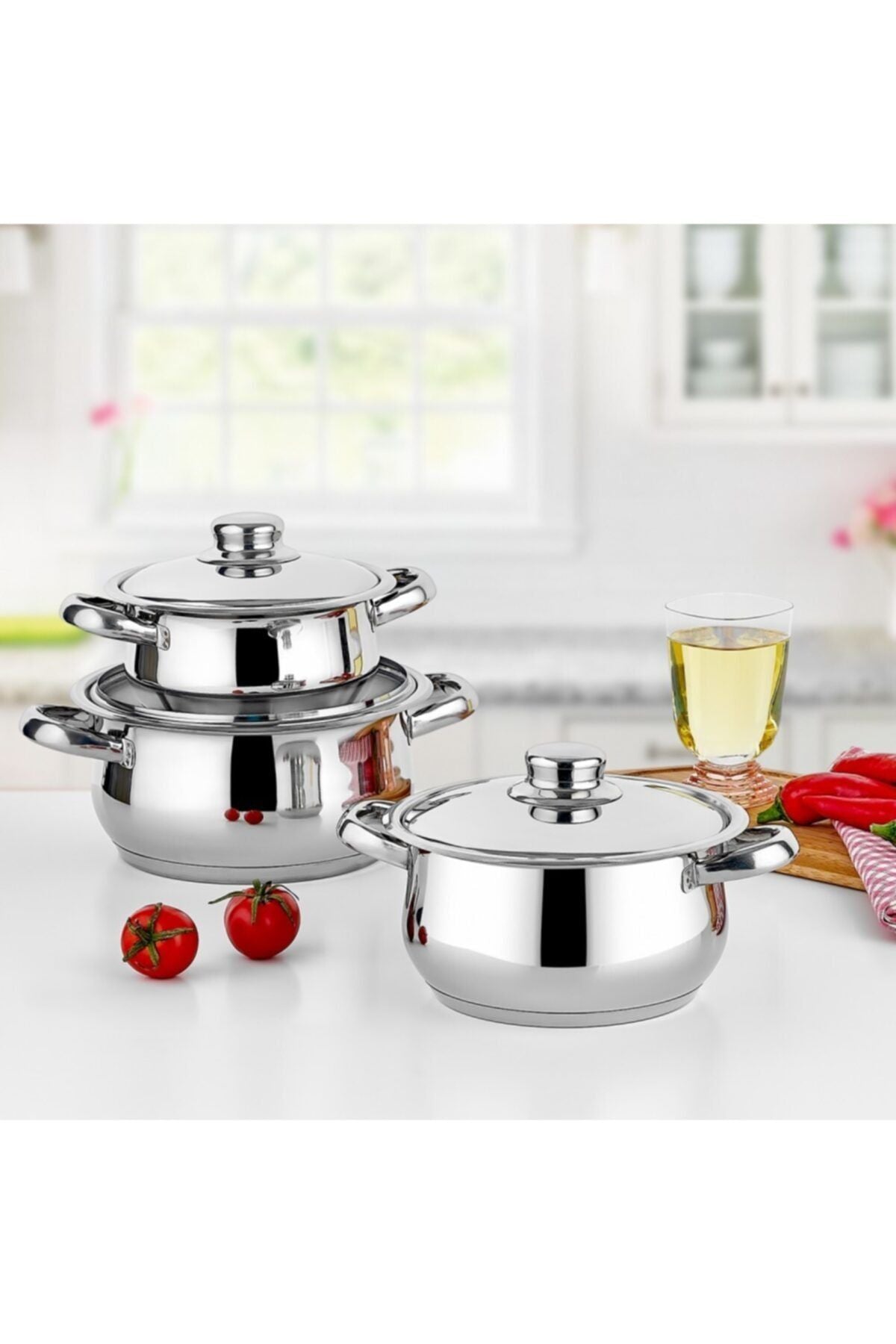 Gulsan Cakir 6 Piece Cookware Set with Stainless Steel Lids 1