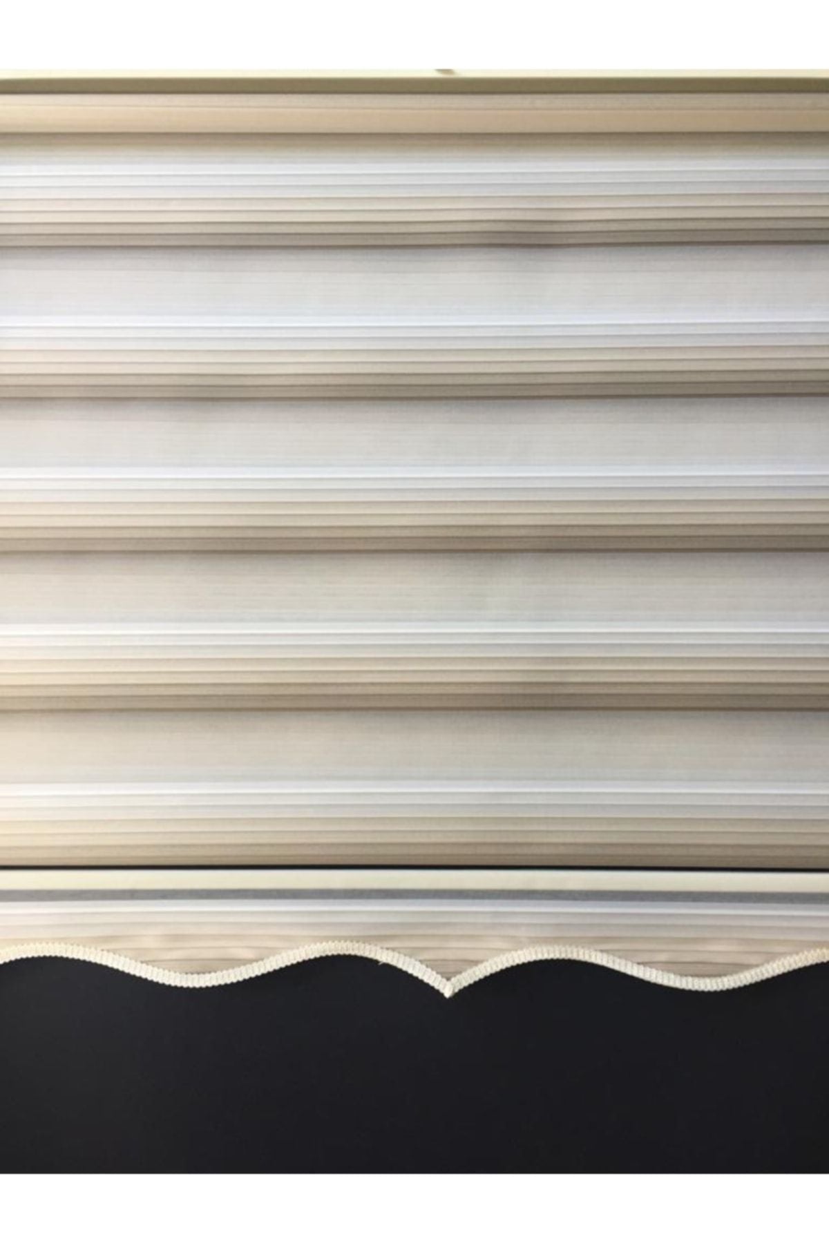 Yağmur Zebra Milk Coffee Cream Gradient Zebra Roller Blind (Scalloped Hem) 4