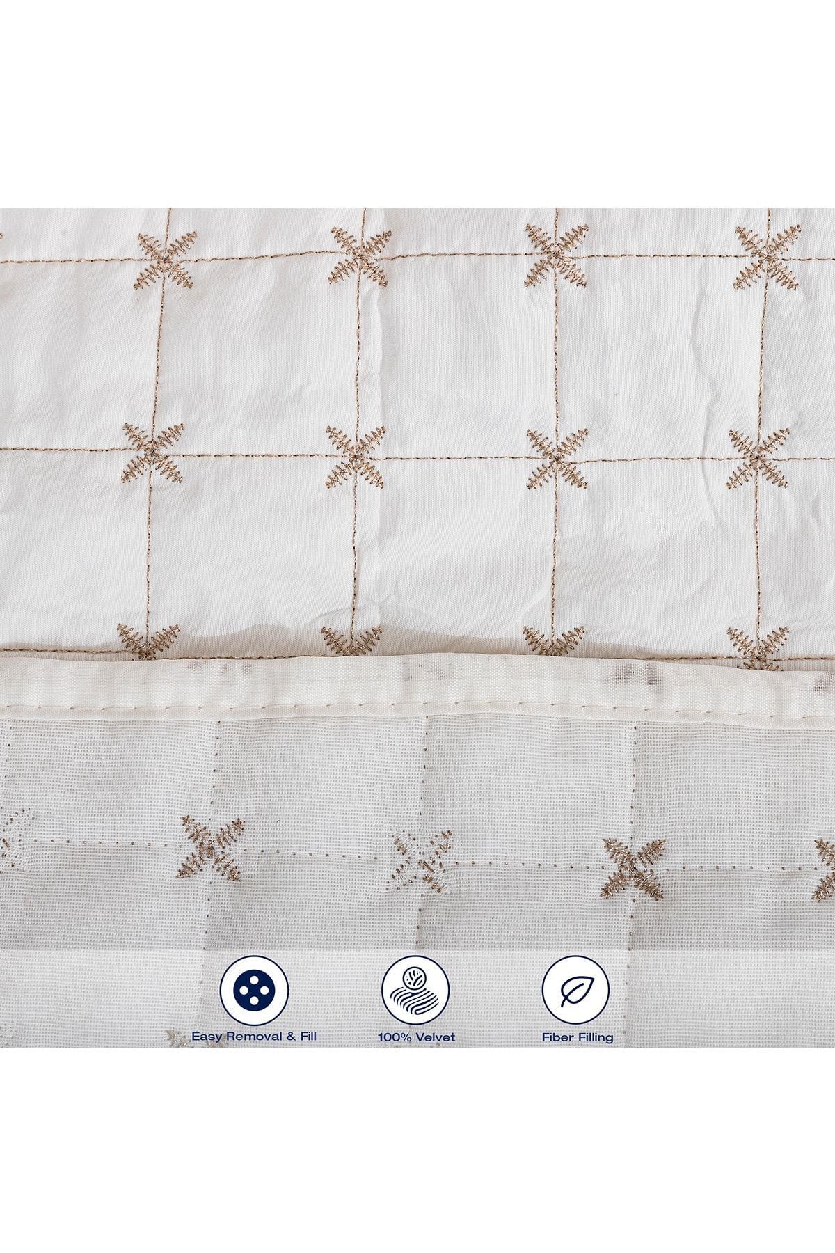 Çeyiz Diyarı Yıldız Double Quilted Bedspread Cream 6