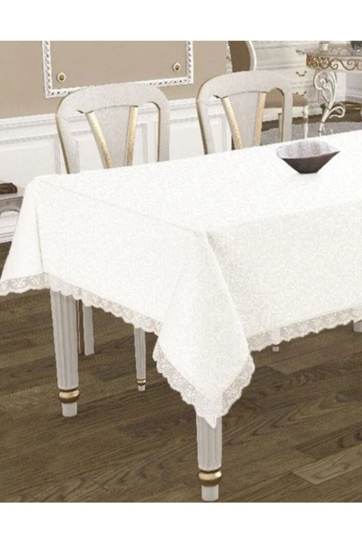 WENESSİ KDK French Lace Stain-Resistant Tablecloth 4