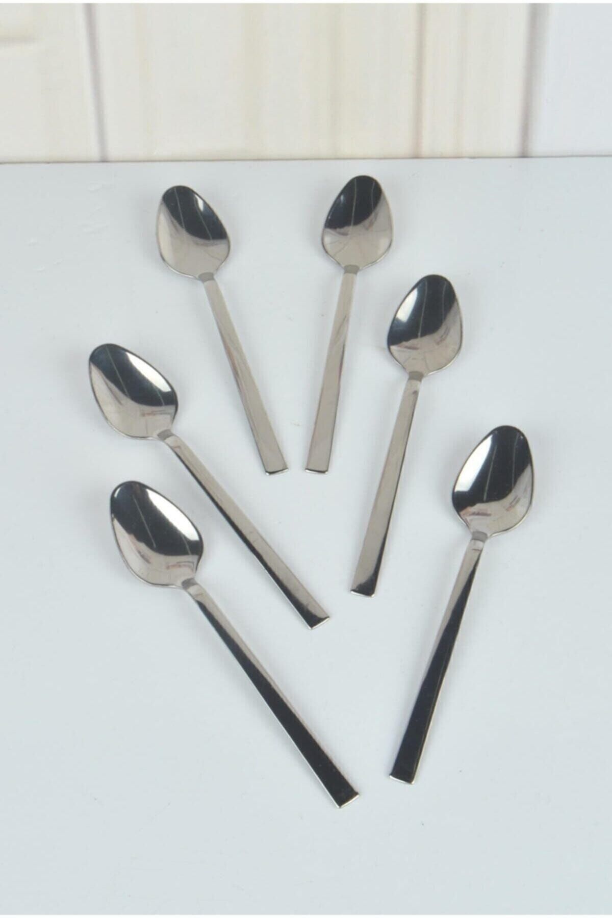 MUTFAKÇIM 6 Piece Stick Model Tea Spoon (Stainless Steel) 2