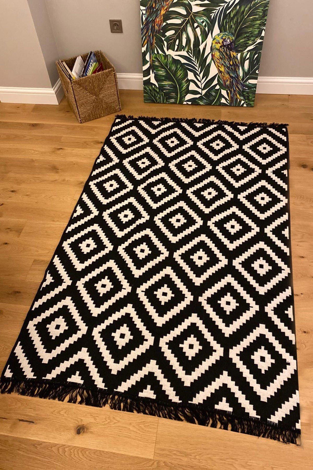 Markaev Cotton Black-White Double-Sided Washable Natural Cotton Kilim 02 2