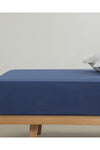 English Home Plain Cotton Double Fitted Sheet 160x200 Cm Night Blue 1