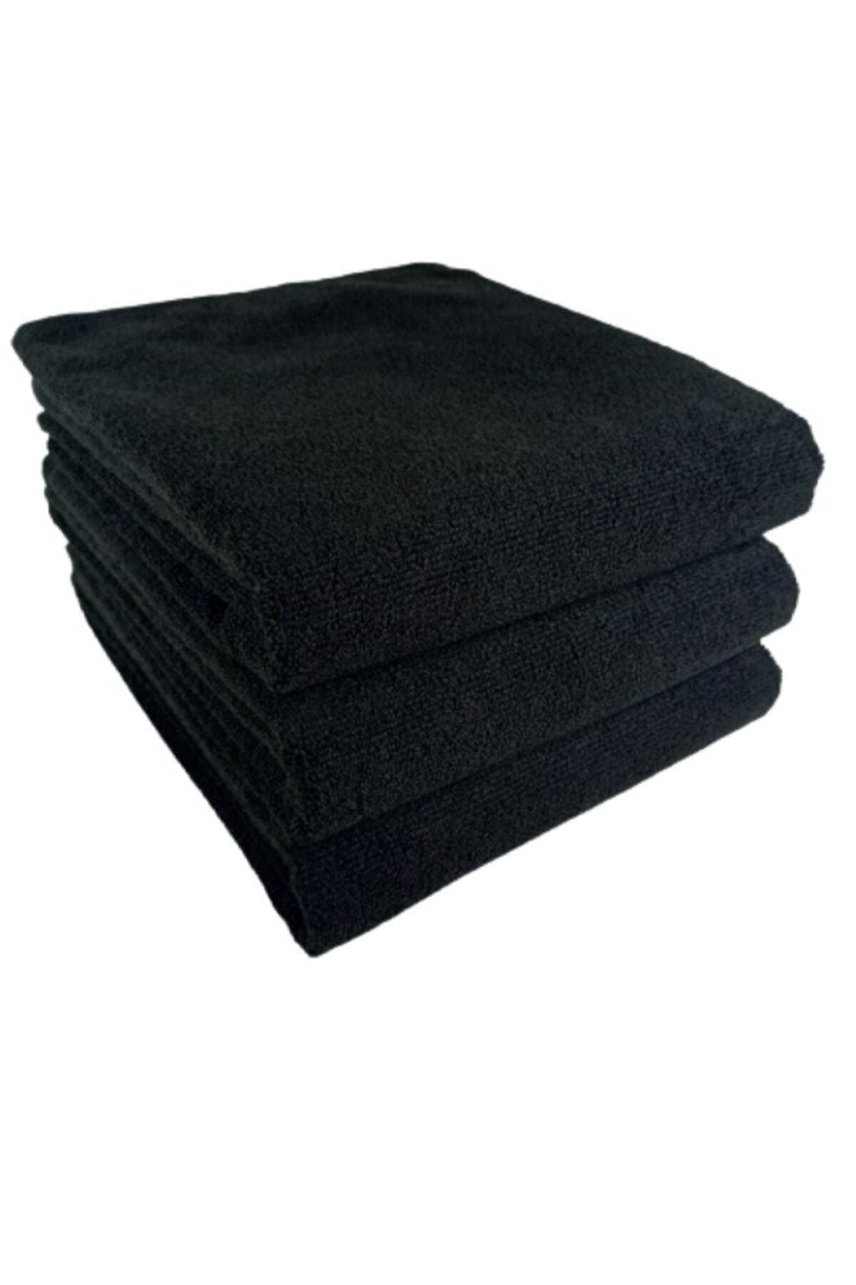 Bol Ticaret Tekstil 3-Pack Black Microfiber Hand Face Hairdresser Sports Towel Hair Dye Resistant 50x90 cm 1