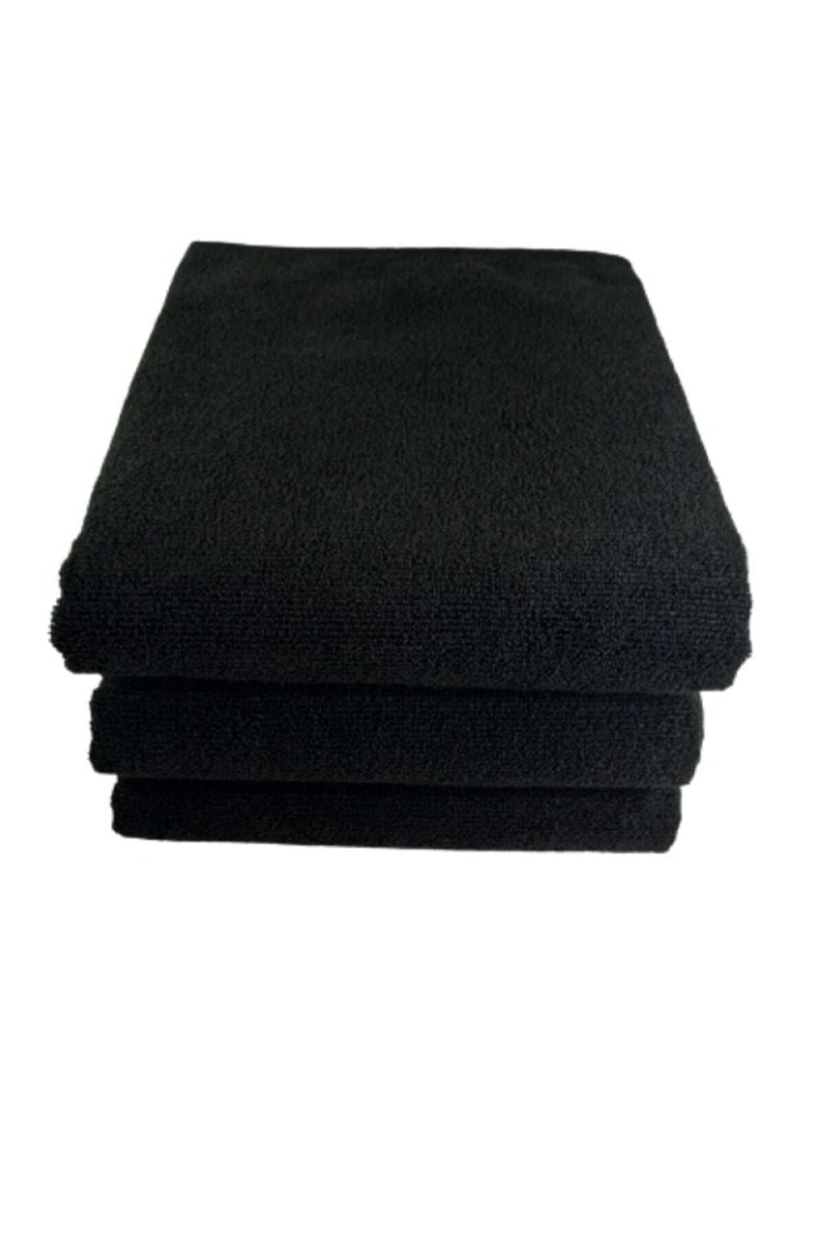 Bol Ticaret Tekstil 3-Pack Black Microfiber Hand Face Hairdresser Sports Towel Hair Dye Resistant 50x90 cm 2