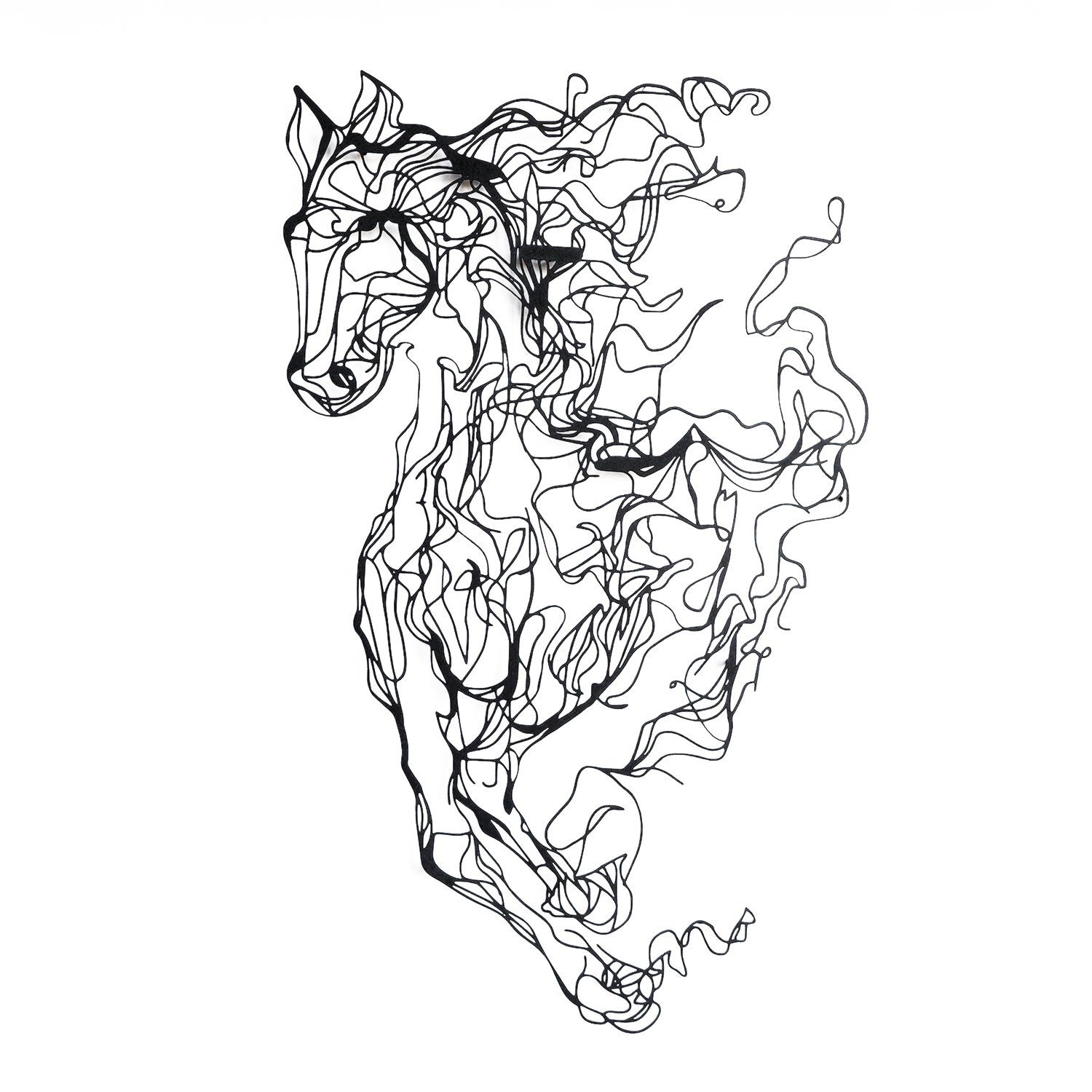 Decorative Metal Wall Accessory Metal Horse Line Art - APT724 Black 507ATP1157 7