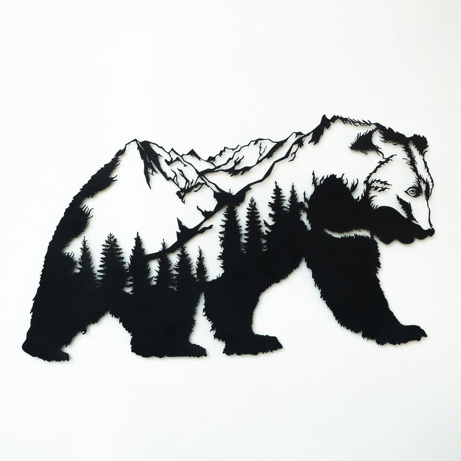 Decorative Metal Wall Accessory Landscape Bear Metal Wall Art - APT626 Black 507ATP1180 2