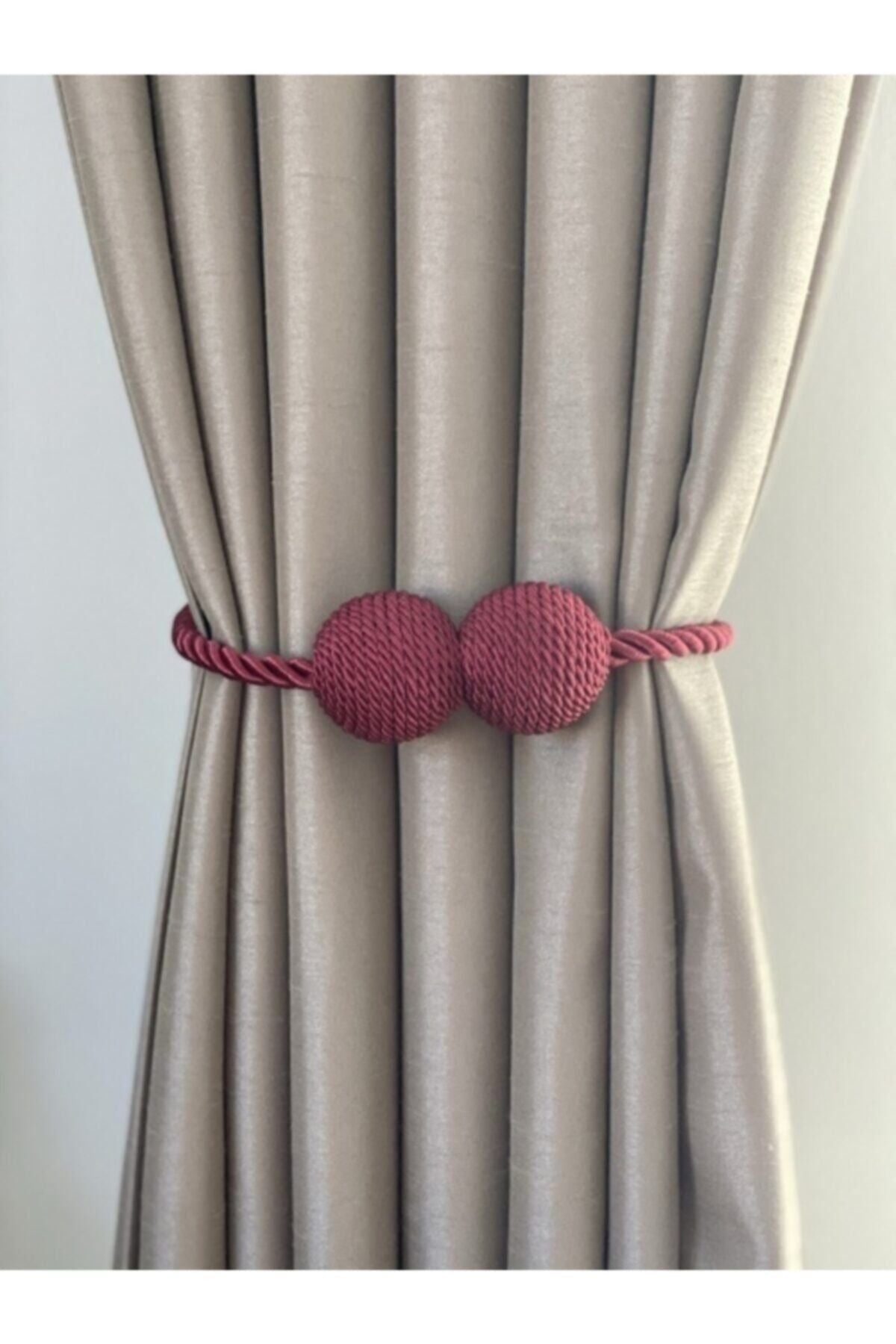 Lucien Magnetic Curtain Holder Burgundy Braided 1