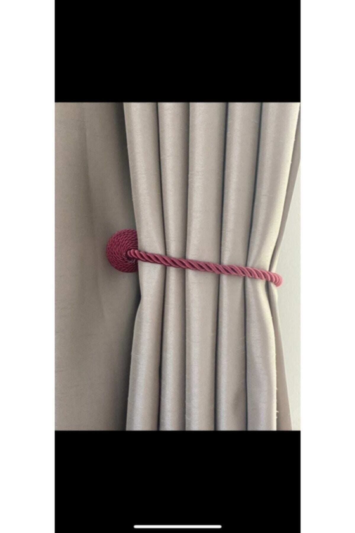 Lucien Magnetic Curtain Holder Burgundy Braided 2