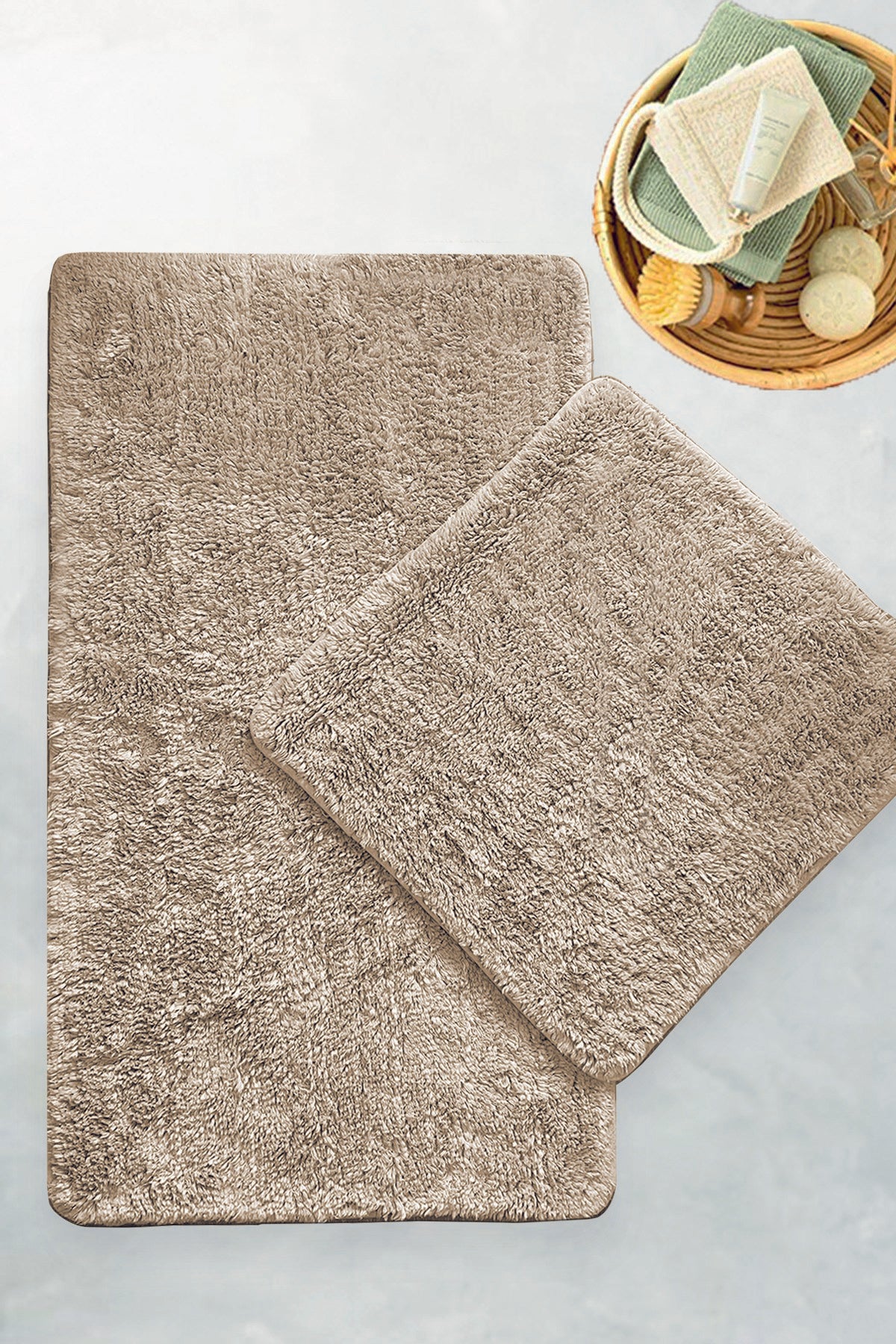 Bathmat Set (2 Pieces) Cotton Basic - Stone Stone 510CHL1264 1