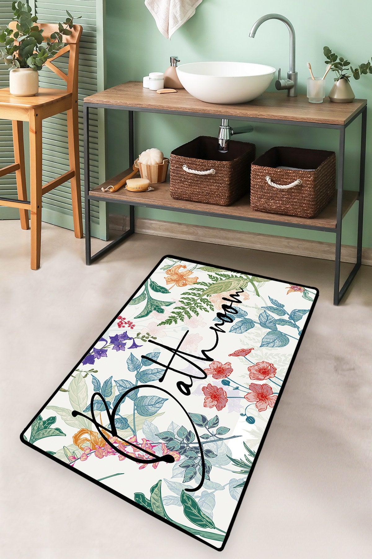 Bathmat Green In Flower Multicolor 510CHL1365 1