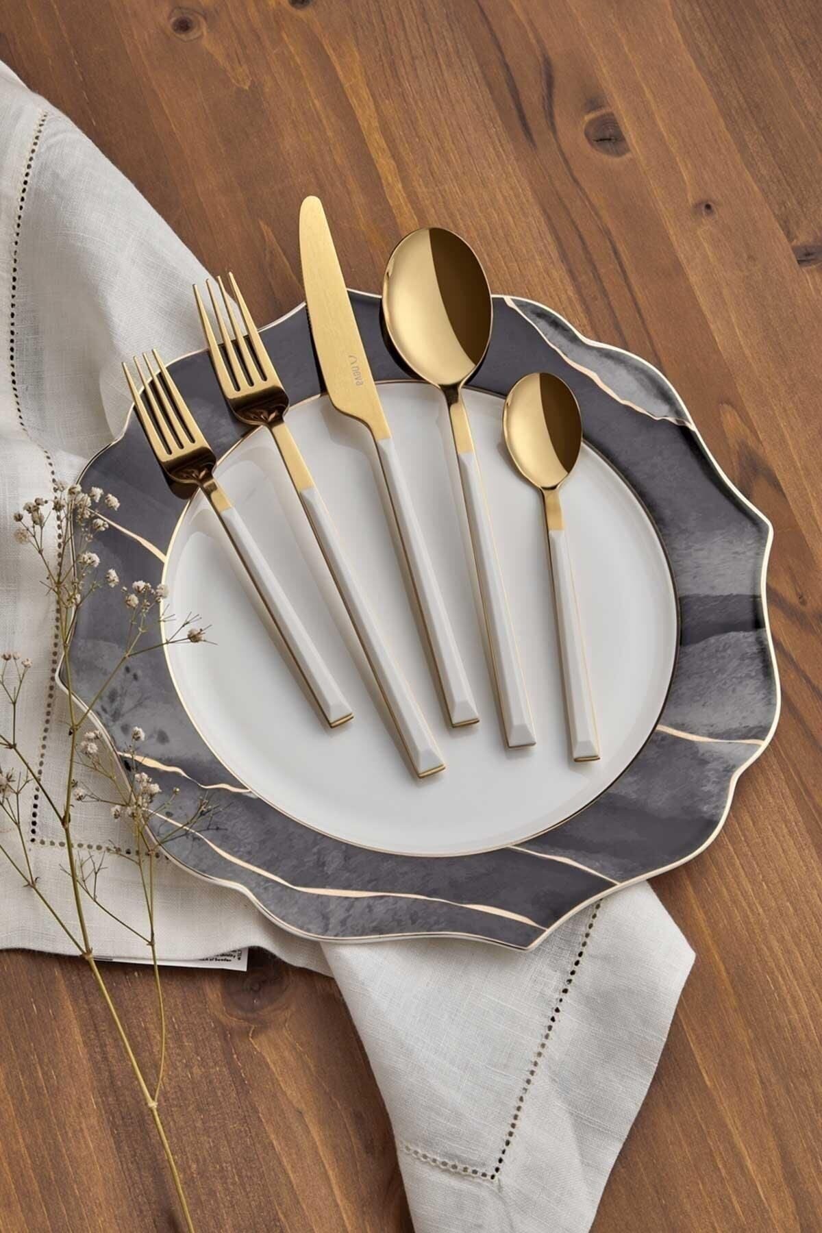 Neva Lilyum Gold 30 Piece Cutlery Set 1