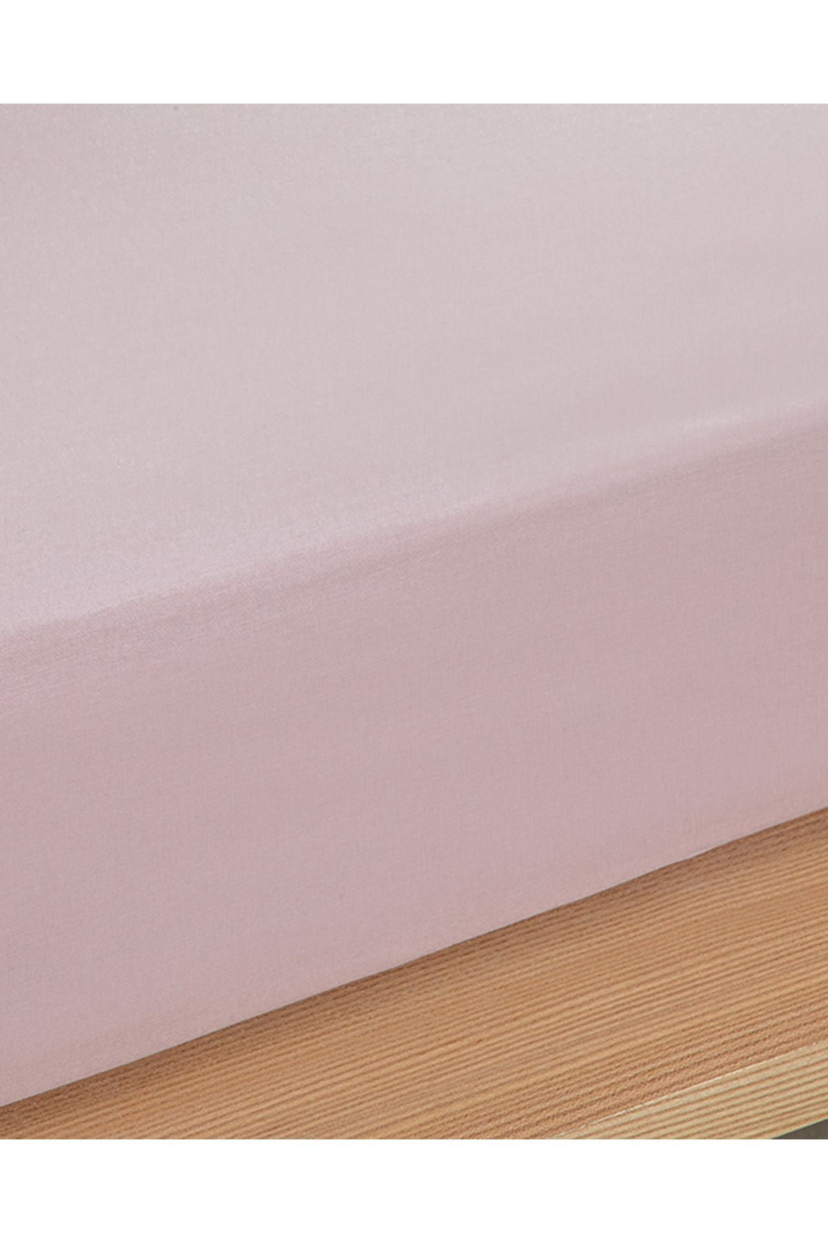 English Home Plain Cotton Intermediate Size Fitted Sheet Dusty Pink 2