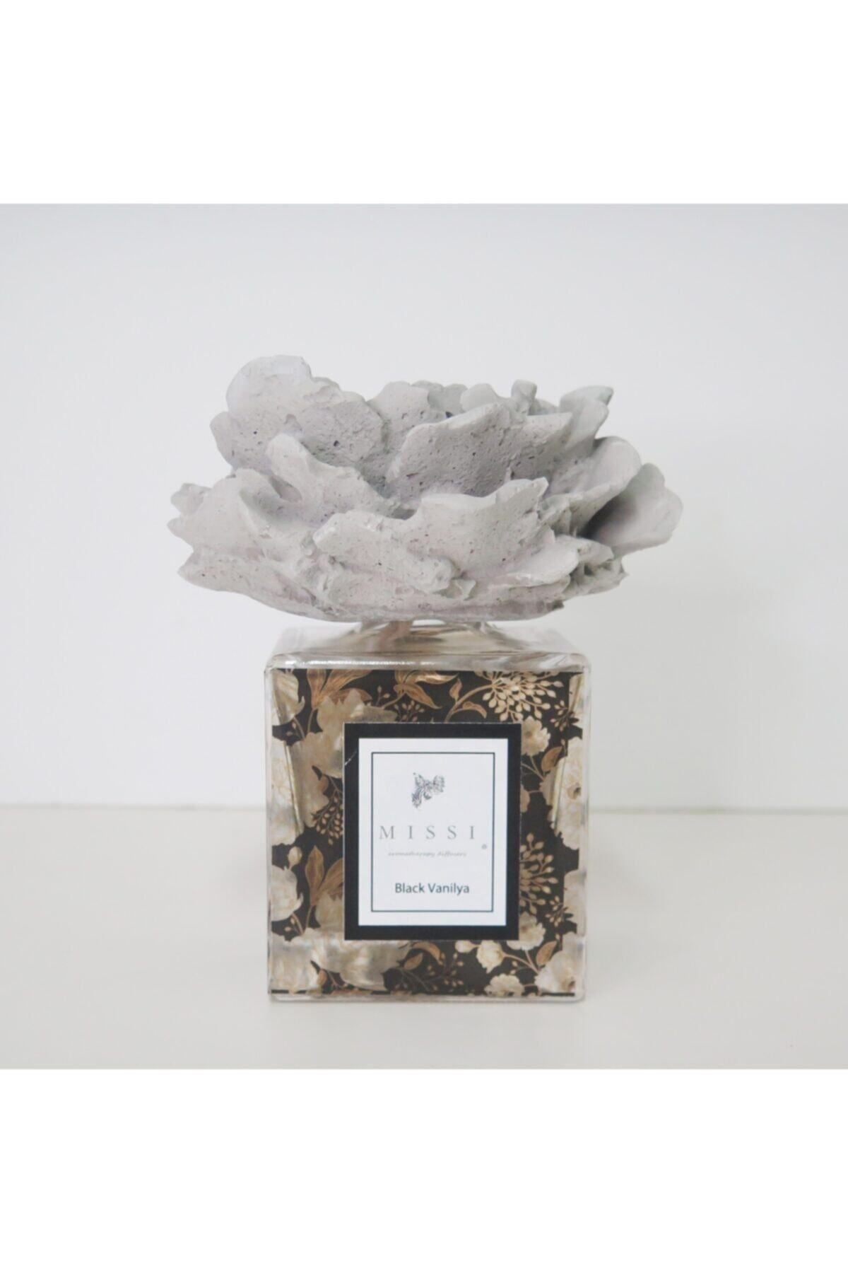 Missi 220 Cc Gray Floral Ceramic Stone Black Vanilla Room Fragrance 2