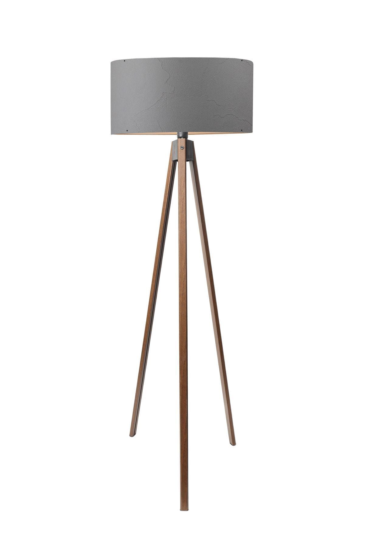 HOMING Tripod Floor Lamp with Walnut Legs and Cylindrical Shade Ayd-2210 2