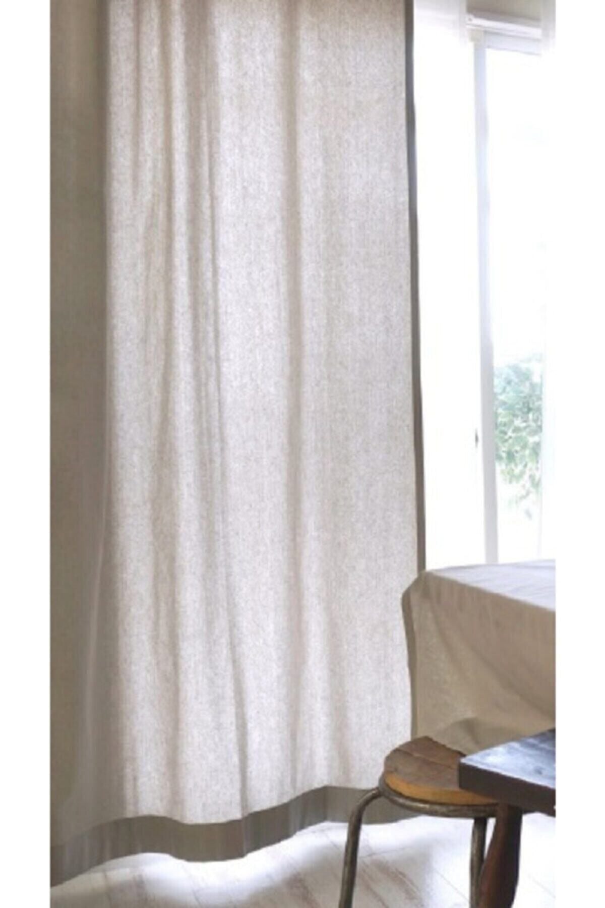 TUNCAY TEKSTİL 100% Cotton Vintage Linen Curtain Simple Plain Natural Weave Sunshade Window Curtain Buldan 1