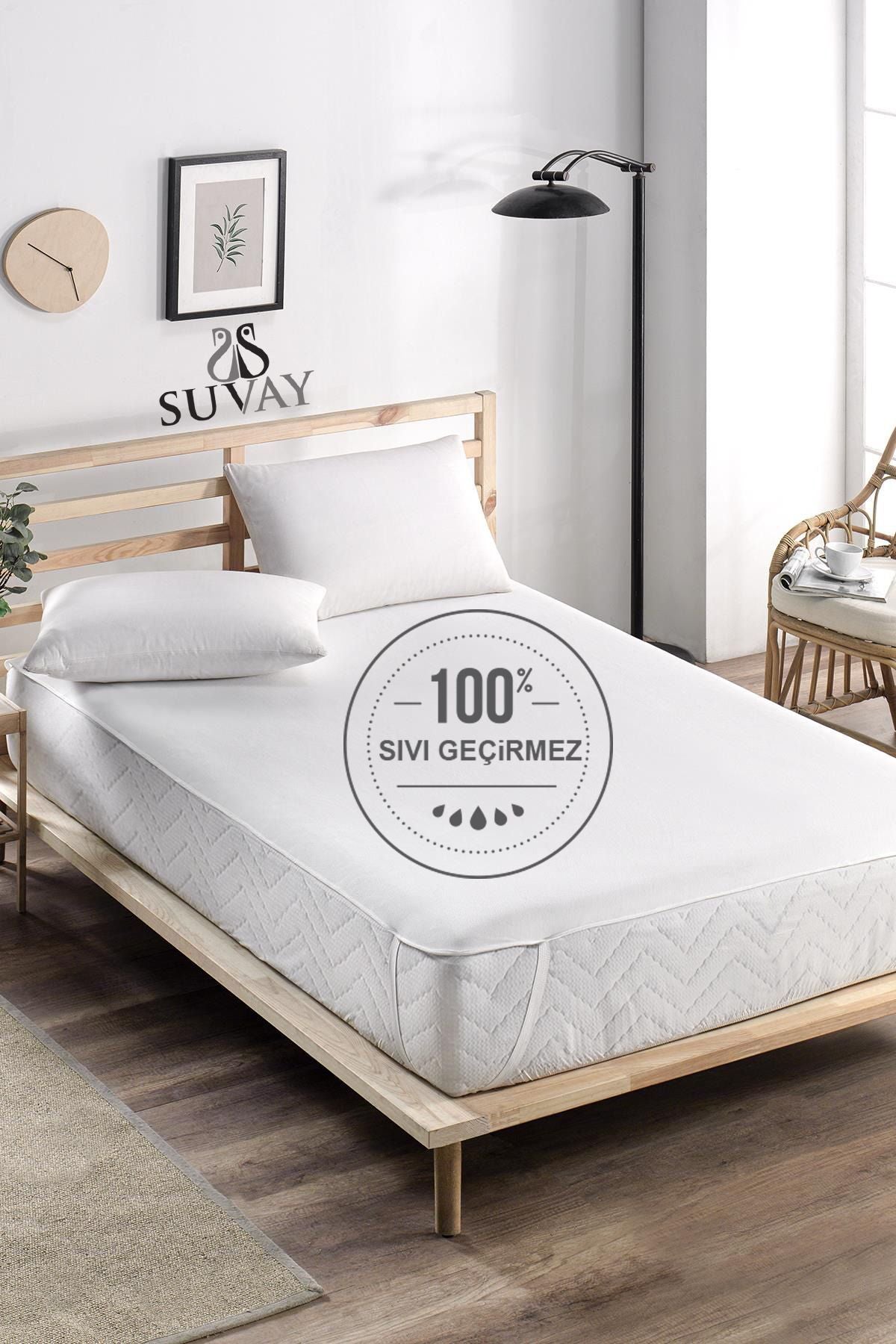 SUVAY Waterproof Elastic Cotton Mattress Protector - Single & Double Size, White 1