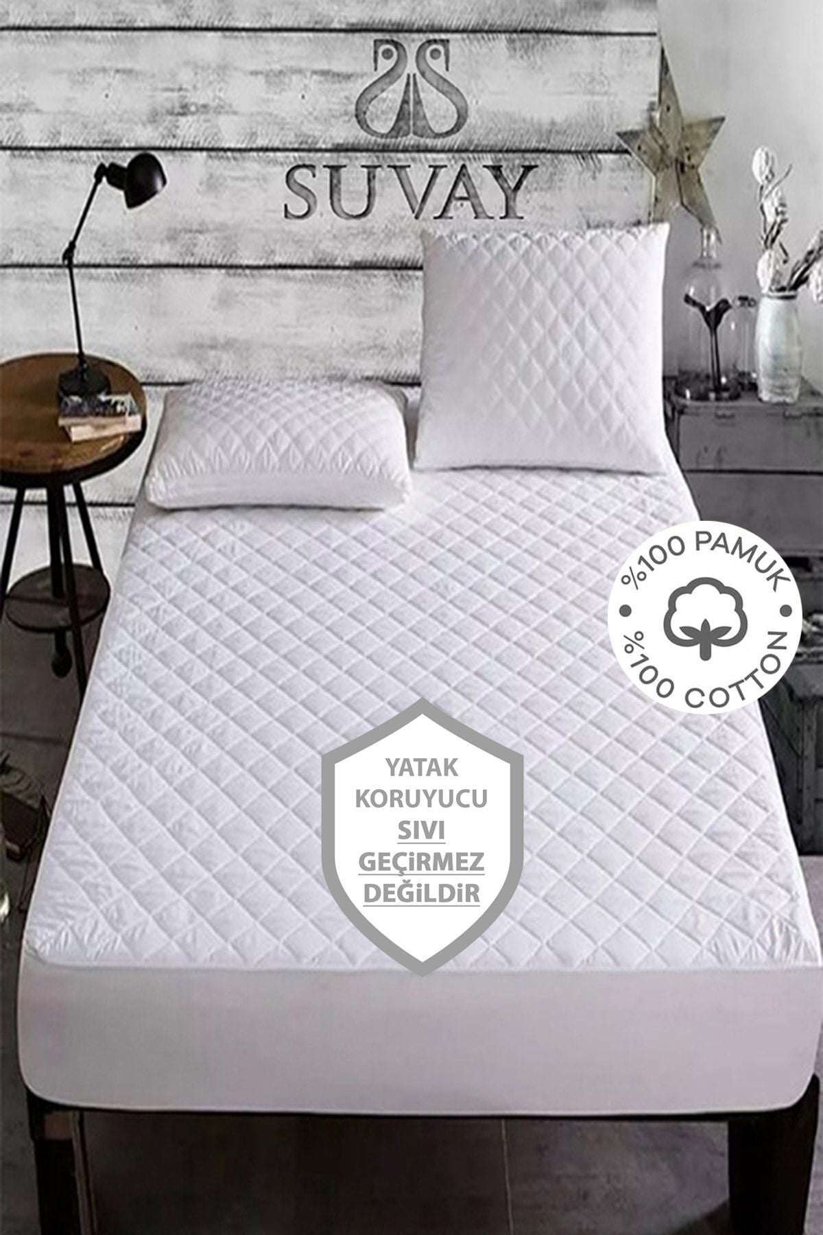 SUVAY Kapitone Fitted Mattress Protector - Single/Double Cotton Mattress Pad 1