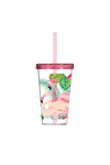 Herevin 660 Cc Patterned Straw Cup Flamingo 1