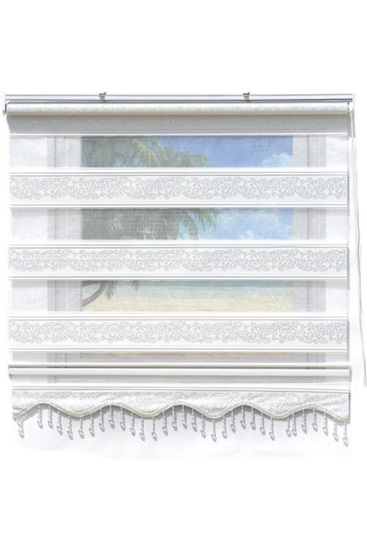 Brillant White Jacquard Roller Zebra Blind 1