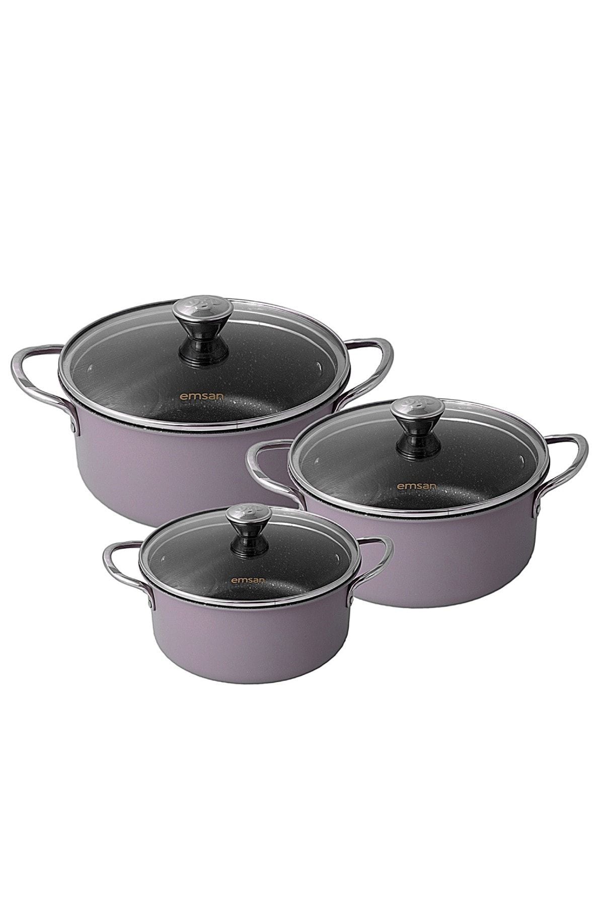 Emsan Aventura Granite Surface 6-Piece Beige Cookware Set 6