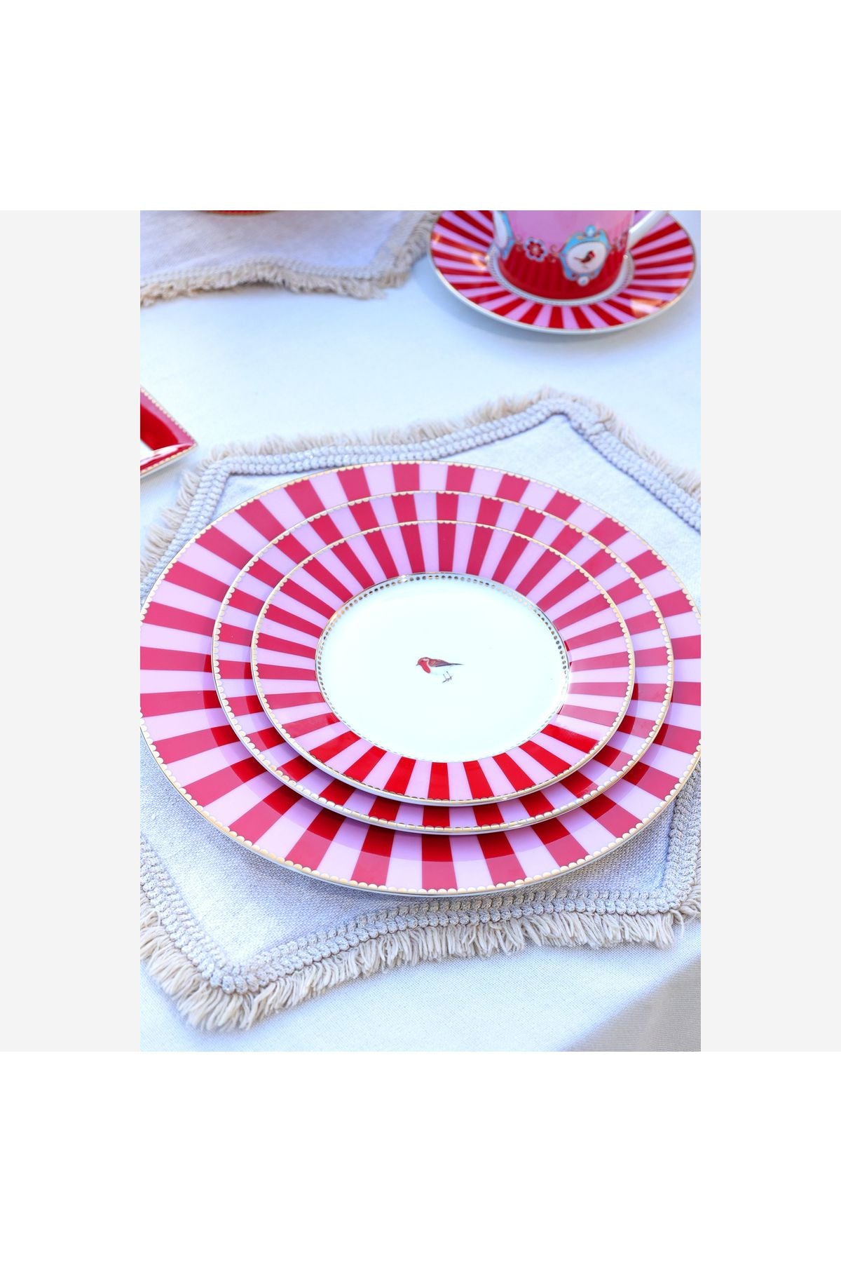 Pip Studio Love Birds Red Pink Porcelain Breakfast Plate 21 Cm 2