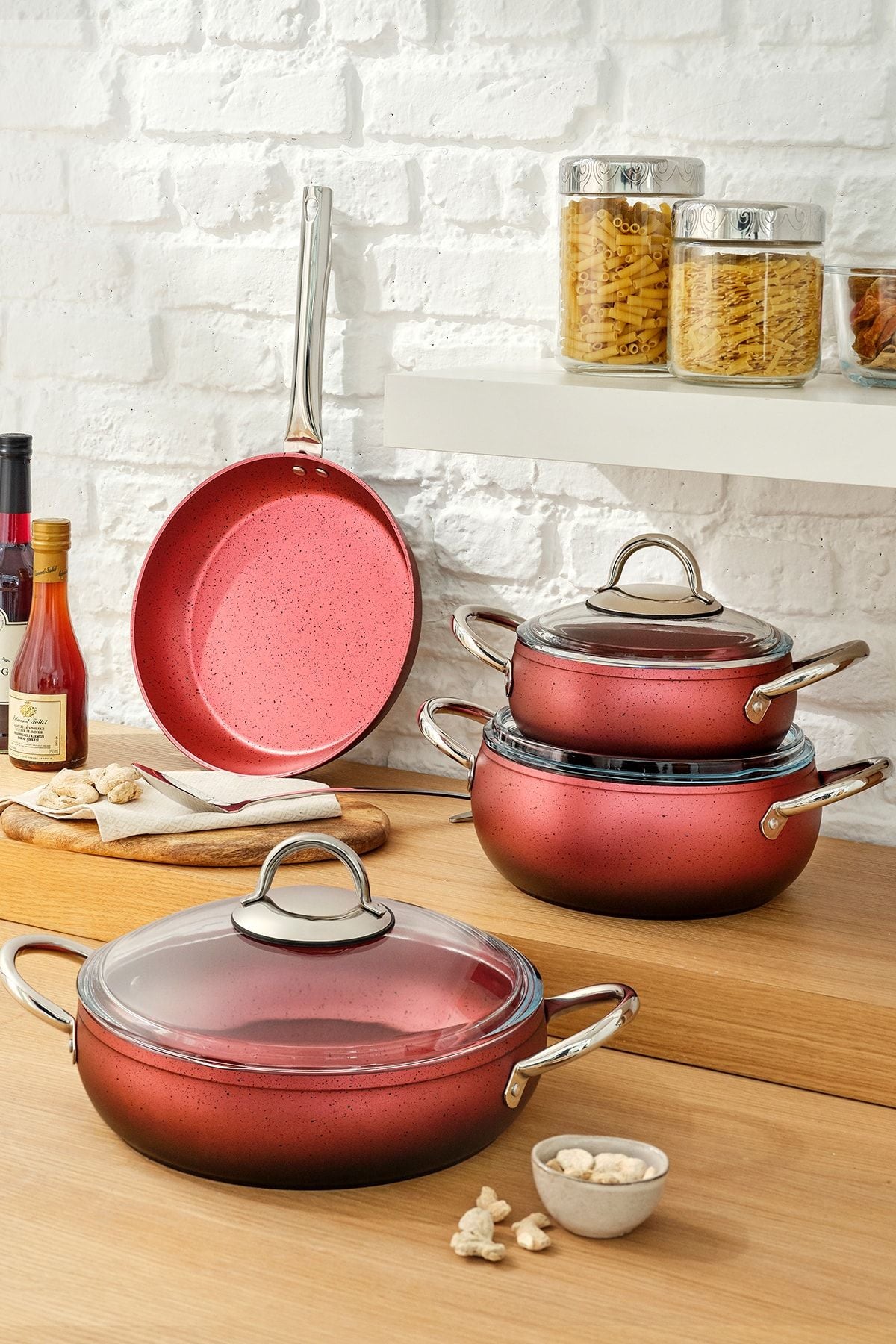 Emsan Milet Granite Surface 7-Piece Terracotta Gradient Casserole Set 1