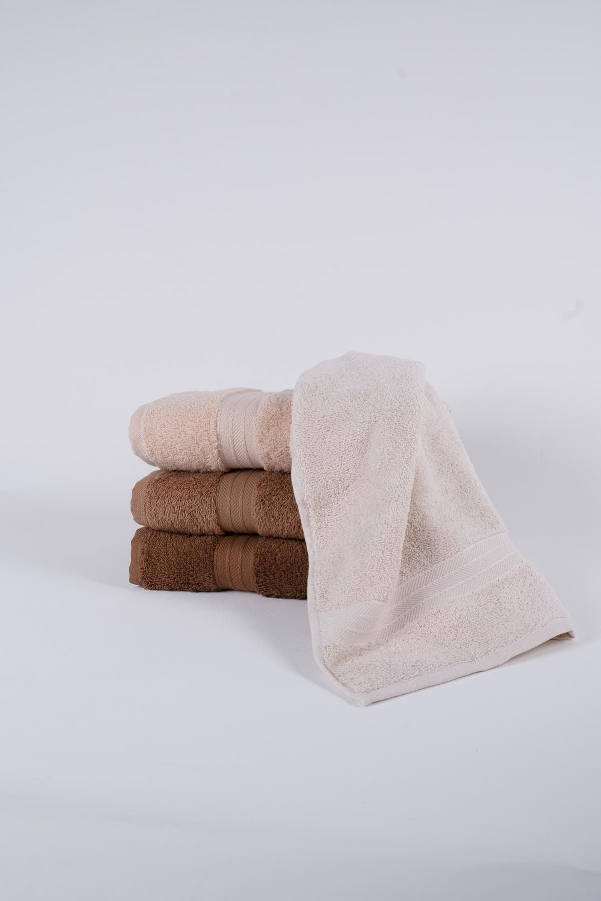 Tertio Rainbow 100% Cotton Extra Soft Coffee Tones 4-Piece Hand/Face Towel Set (4*50X90) 4