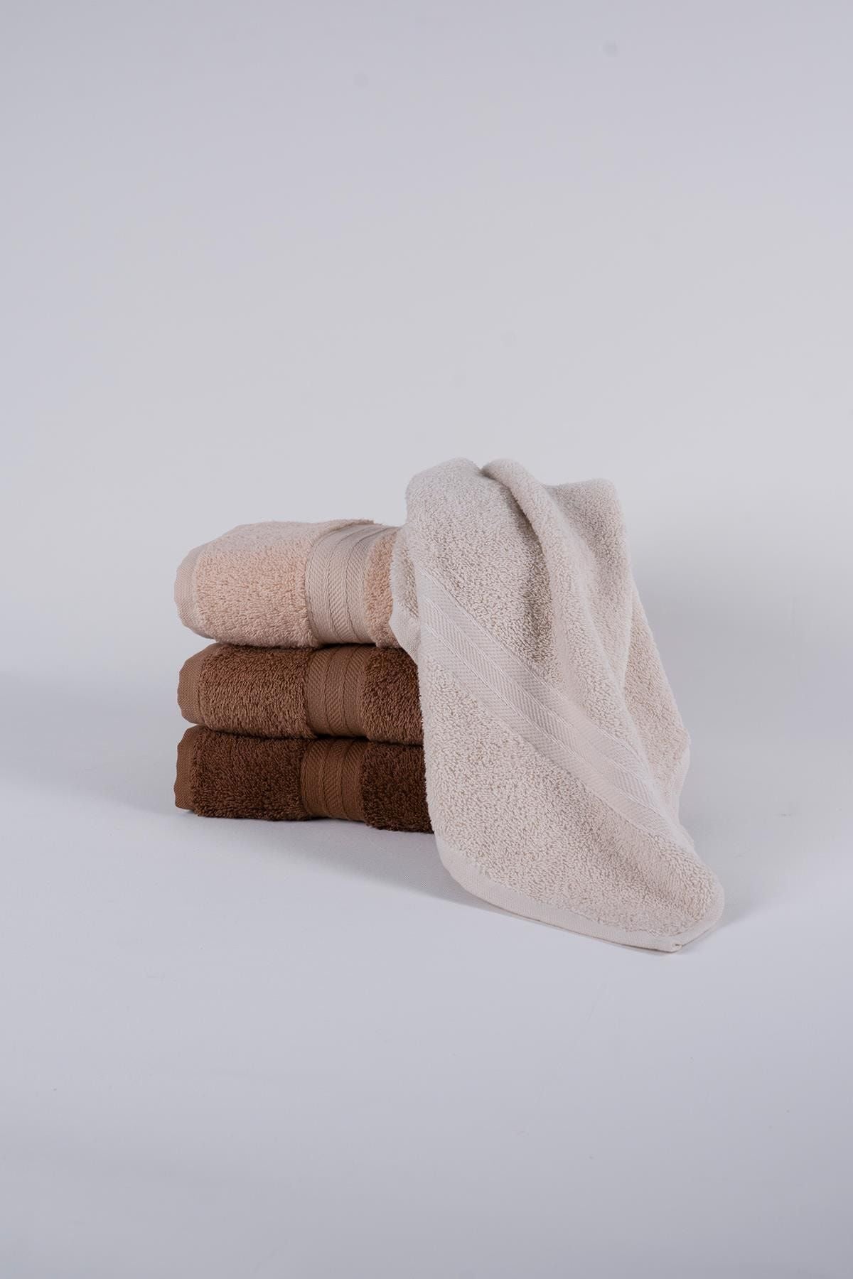 Tertio Rainbow 100% Cotton Extra Soft Coffee Tones 4-Piece Hand/Face Towel Set (4*50X90) 5