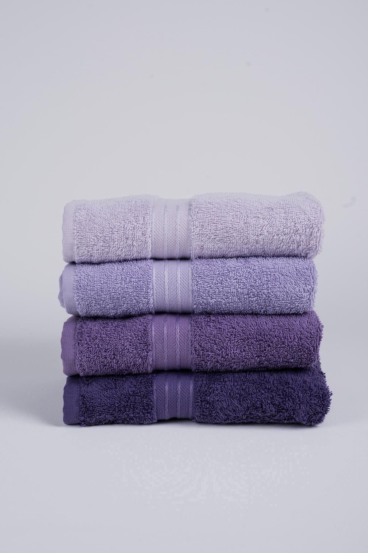 Tertio Rainbow 100% Cotton Extra Soft Purple Tones 4-Piece Hand/Face Towel Set (4*50X80) 2