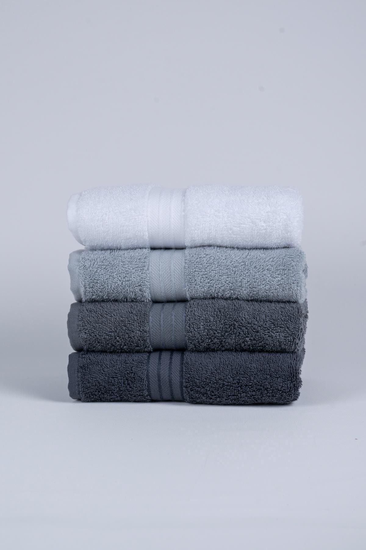 Tertio Rainbow 100% Cotton Extra Soft Gray Tones 4-Piece Hand/Face Towel Set (4*50X80) 2