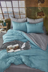 BONJARDINHOME Turquoise Grey Double-Sided Double Bed Duvet Cover Set 2