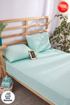 Ricco Lifes Mint Elastic Fitted Sheet Set Plain Color Cotton-Pillowcase Single-Double-King 1