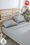 Ricco Lifes Anthracite Elastic Bed Sheet Set Plain Color Cotton-Pillowcase Single-Double-Extra Large 1