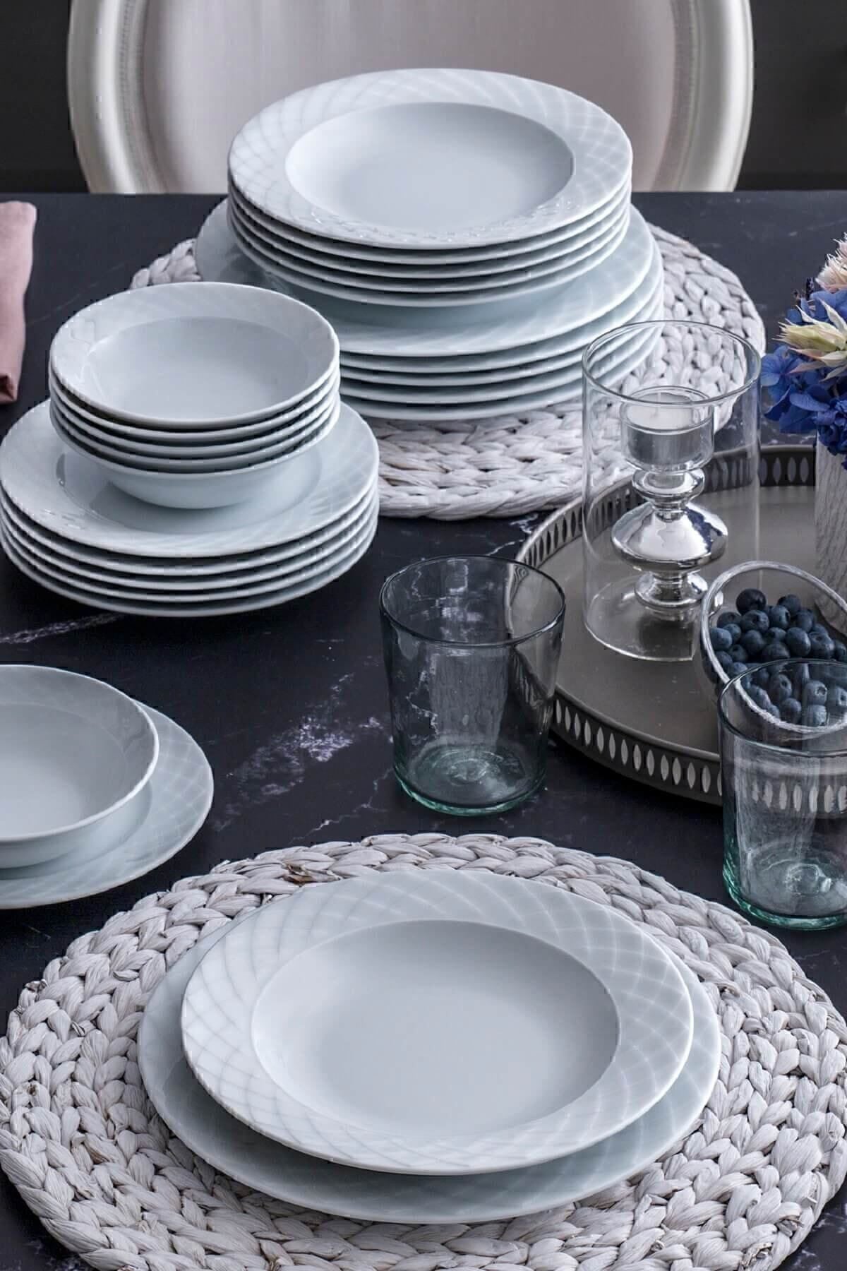 Güral Porselen White 24 Piece Dinner Set Aly24y400 1