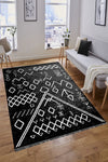 MANOLYA KILIM Black White Natural Stone Pattern Double-Sided Woven Rug 1