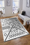 MANOLYA KILIM Black White Natural Stone Pattern Double-Sided Woven Rug 2